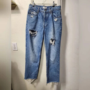 Boyish by Her Tommy High Rise Straight Leg Distressed Jeans Size 26 festival